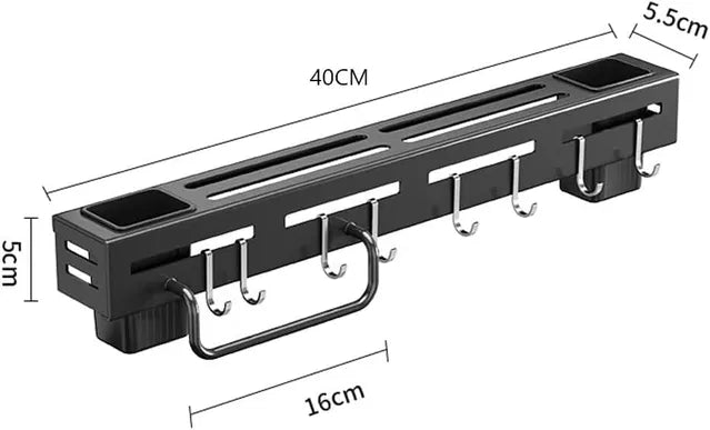 Wall-mounted magnetic knife holder and cutlery organizer by 31446, featuring magnetic slots and sleek utensil storage.