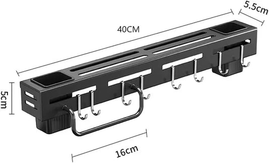 Wall-mounted magnetic knife holder and cutlery organizer by 31446, featuring magnetic slots and sleek utensil storage.