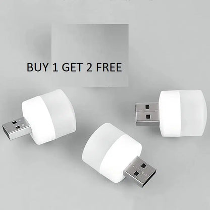 White USB night lights by 1238, LED plug-in night lights for bedside or hallway, shown in a set of three.