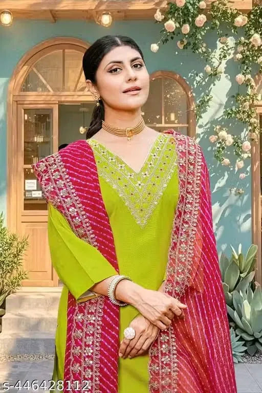 Women's Kurta set by 15801 featuring a traditional kurta, matching dupatta, and bottomwear, displayed on a model.