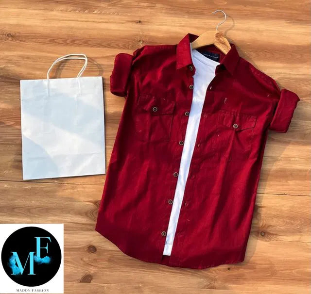 Men's cotton blend full sleeve shirt with double pockets from brand 6824, featuring a classic design and front button closure.