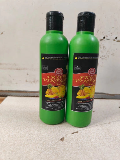 Cream-colored bottles of 35930 Fruit Vinegar Gel Hair Colour in 100ml packs, showing the product label and packaging design.