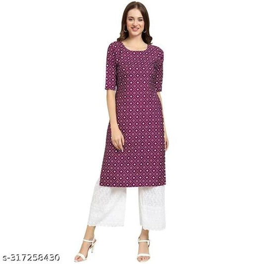 Maroon crepe printed kurti for women, size small, from 1457 brand, featuring intricate patterns and comfortable fit.
