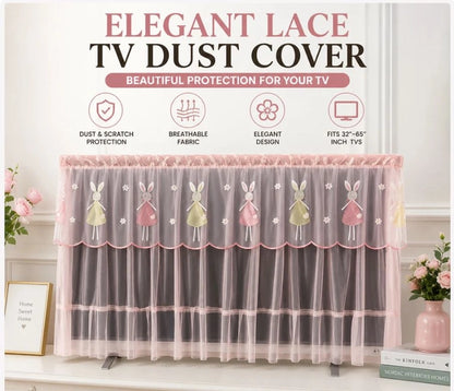 Dust-proof cover for a designer television, designed to protect TV screens from dust and dirt, in a clear protective material.