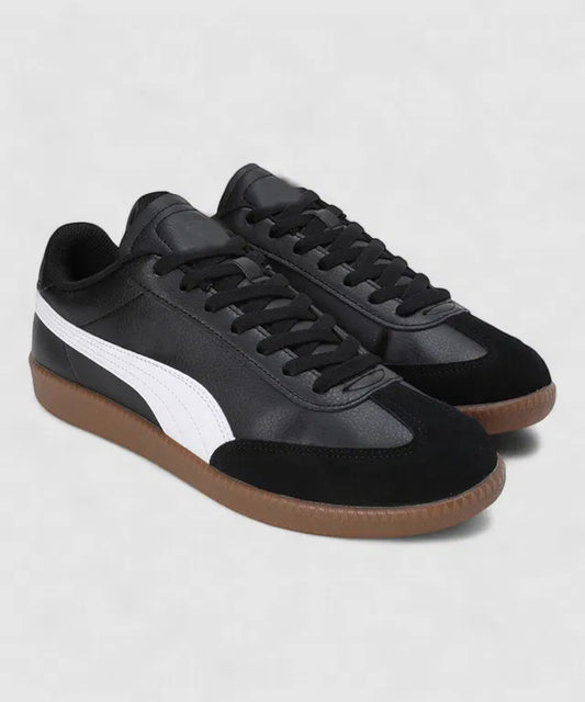 Men's Anjrs casual sports shoes in black with breathable mesh, featuring comfortable design for running and everyday wear.