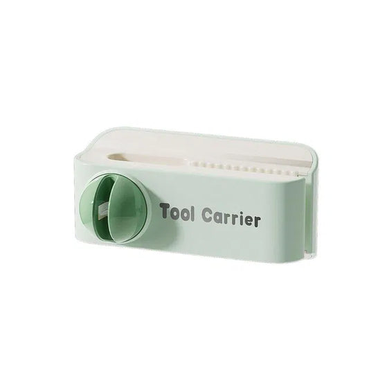Manual 2-in-1 knife sharpener with holder from 30618, featuring sharpening slots and a sturdy stand for kitchen use.