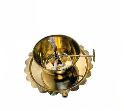 Akhand Diya lamp with adjustable wick and glass, traditional diya and lantern for festive lighting and decoration.