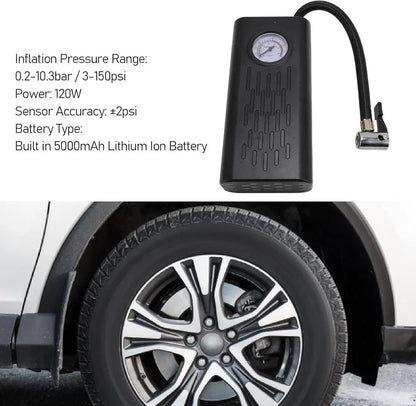 Portable 1238 air compressor tire inflator with digital display and hose for quick, easy inflation of car and bike tires.