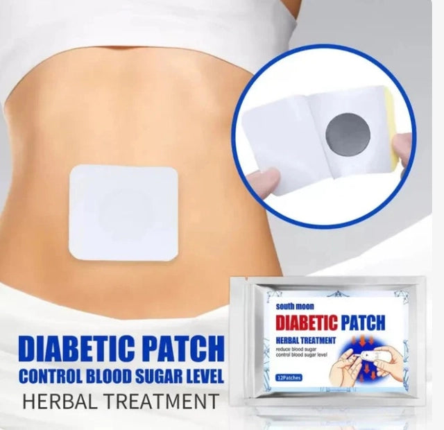 Herbal diabetic patch pack of 12 from 35931, showing health treatment patches for diabetes management in a natural, close-up view.