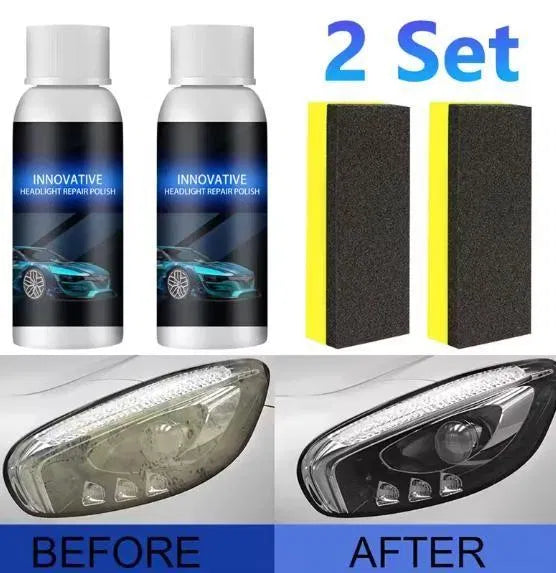 18058 Car headlight repair fluid and scratch remover pack of 2 for glass cleaning and restoration of headlights.