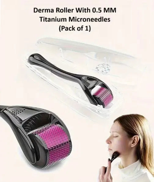 Titanium derma roller with 0.5mm microneedles for scalp and hair rejuvenation, designed for effective skin and hair care.