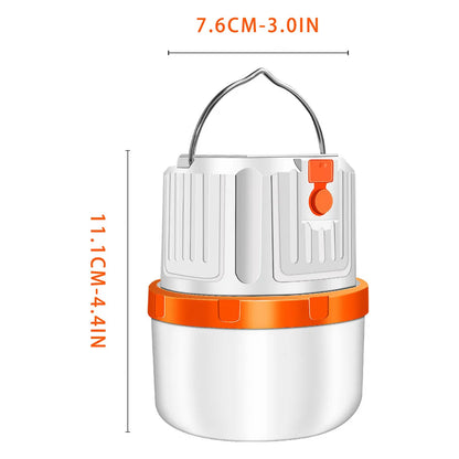 Wukusy solar rechargeable LED emergency camping lantern with handle, compact portable design, bright illumination for outdoor use