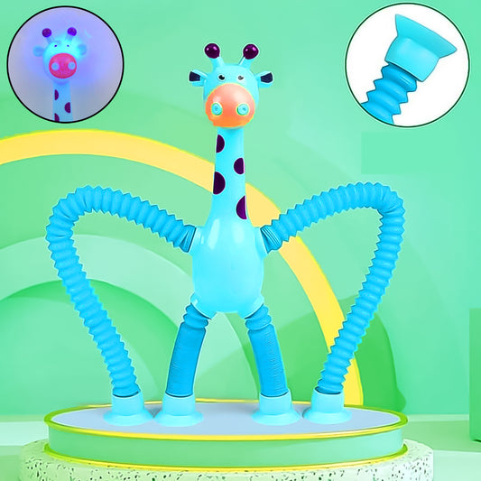 Wukusy LED giraffe telescopic suction cup toy with colorful lights, designed for children to play and stick on smooth surfaces.