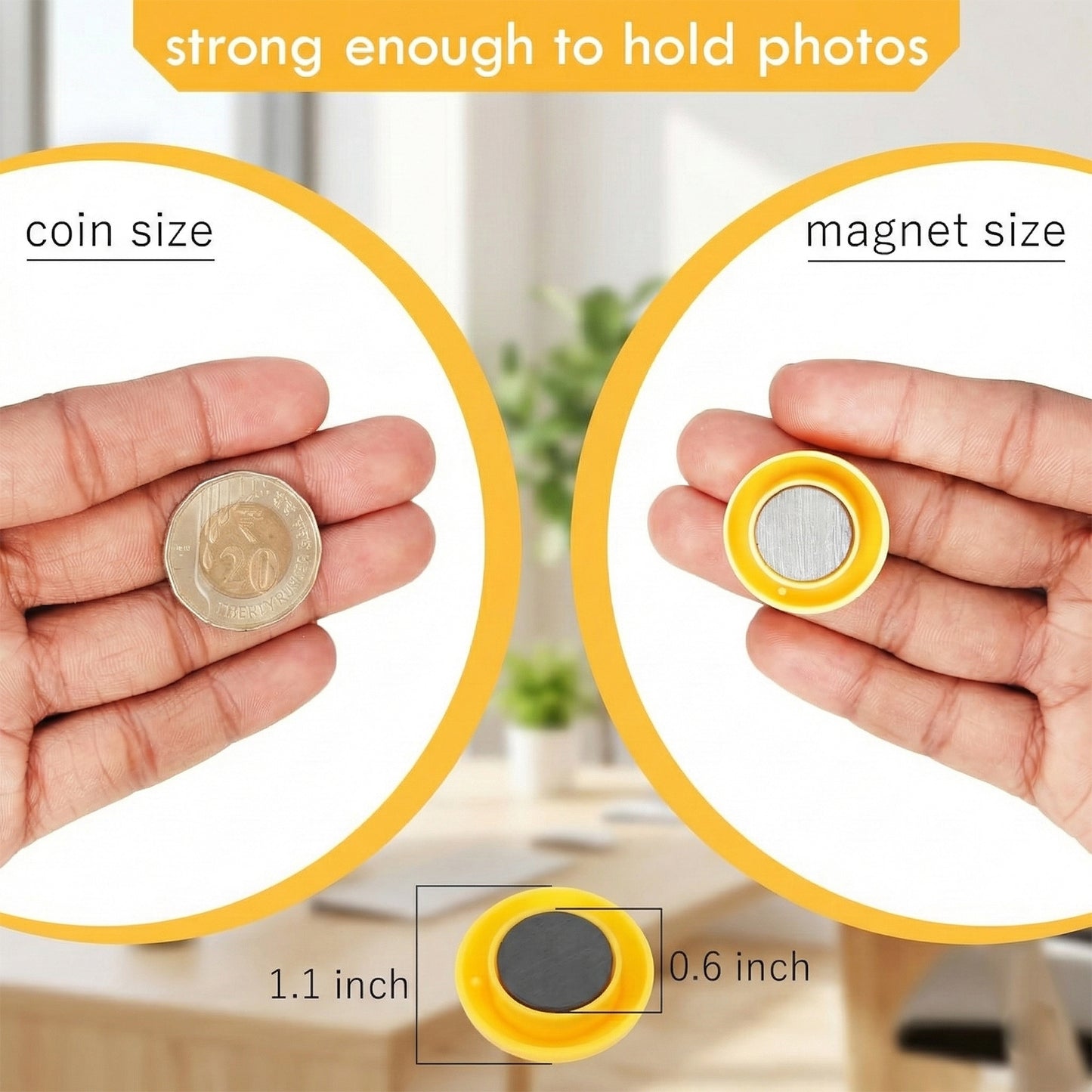 Set of 12 colorful round refrigerator magnets with vibrant designs, perfect for decorating and organizing your kitchen.