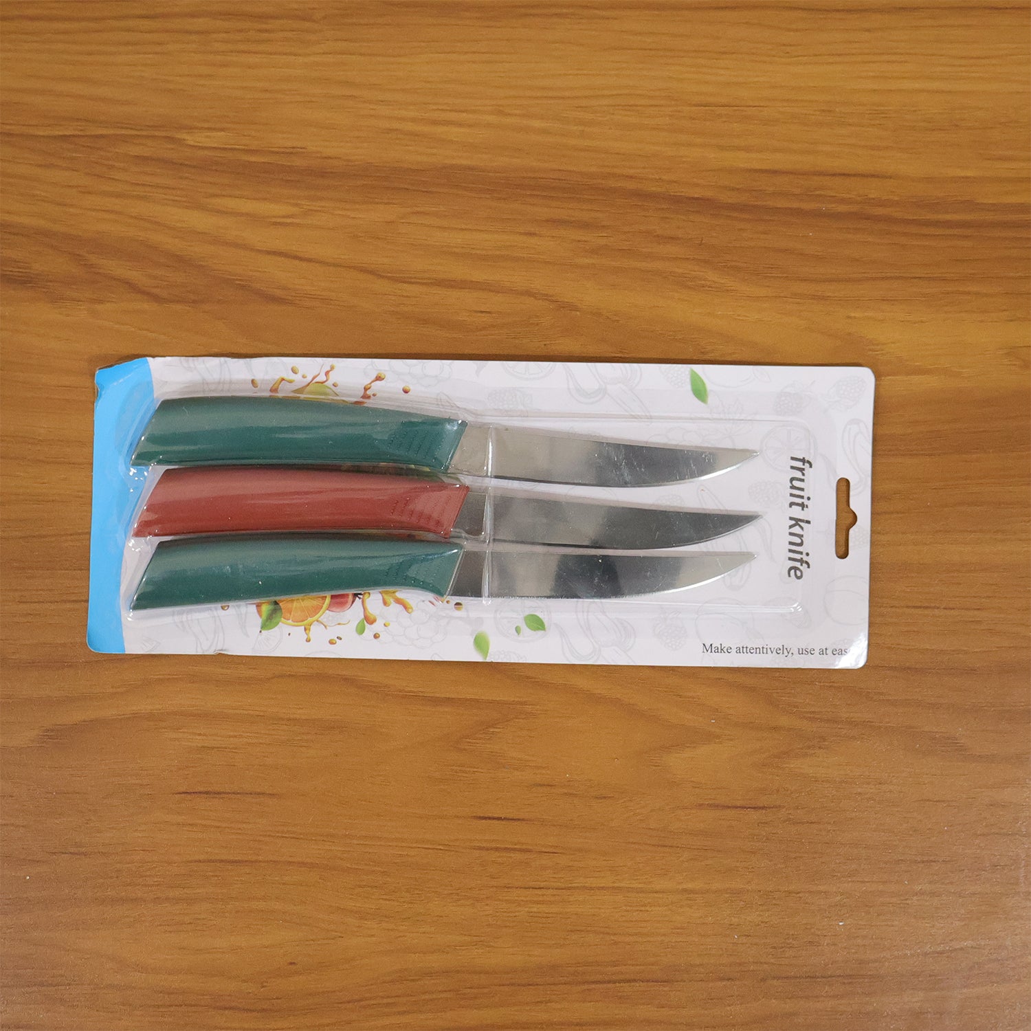 Wukusy multipurpose stainless steel fruit knife set of 3 with sleek handles and sharp blades for versatile fruit cutting.