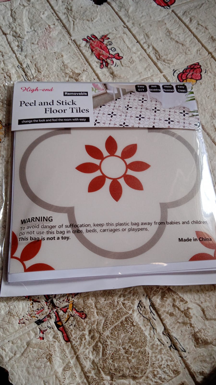 Wukusy peel and stick 8x8 inch waterproof tile stickers for kitchen and bathroom wall decor, 10-piece DIY home improvement set