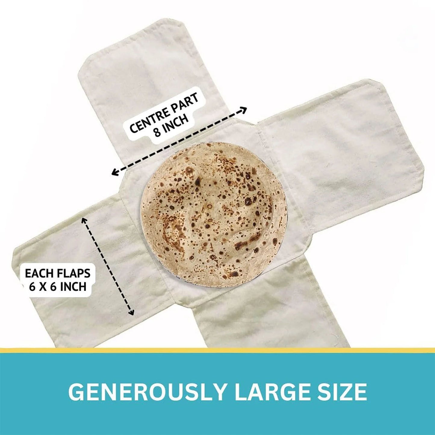 Wukusy multipurpose cotton round roti cloth covers, 51x51 cm, pack of 2, made of breathable fabric for keeping roti fresh