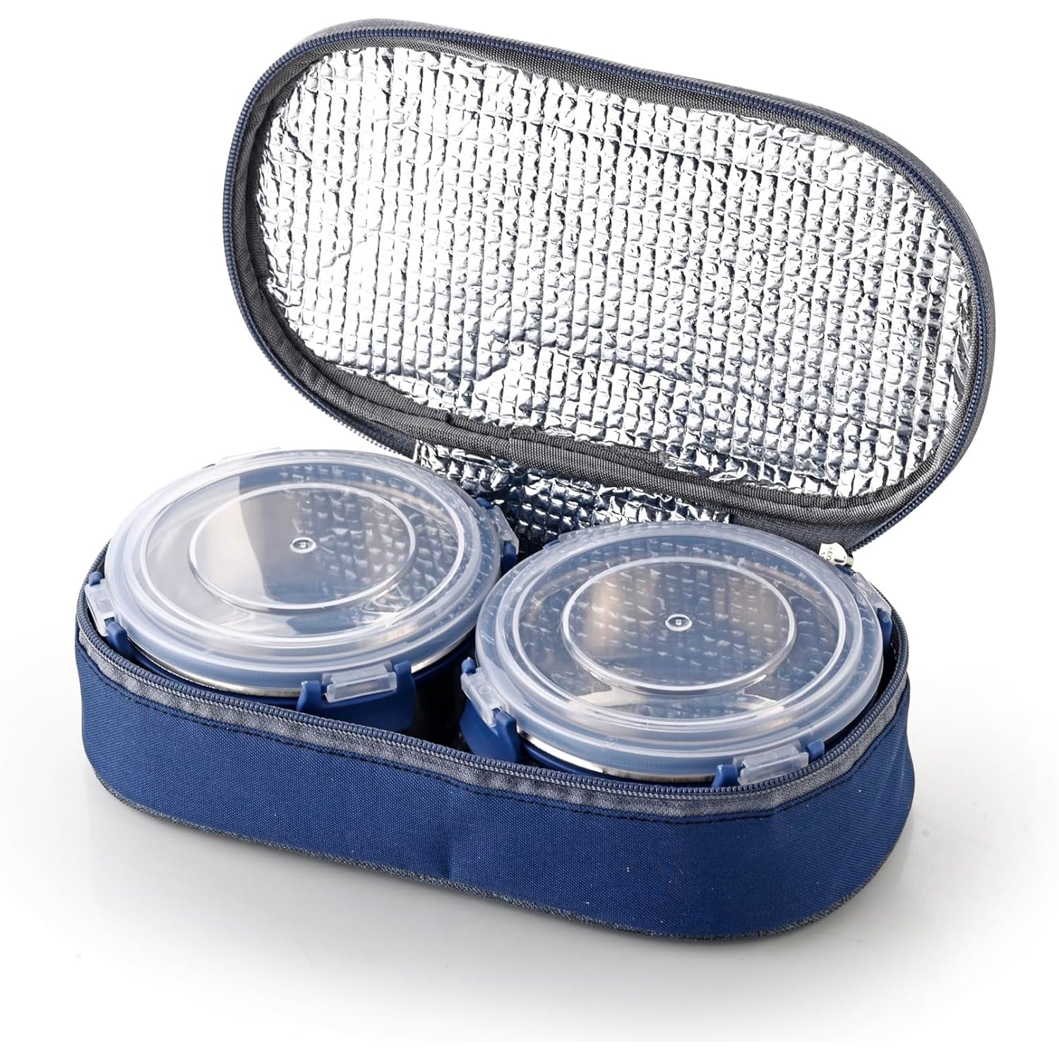 Wukusy Ganesh Neo Twin 400 lunch box set with insulated carry bag, featuring two stainless steel containers and a convenient carrying case.