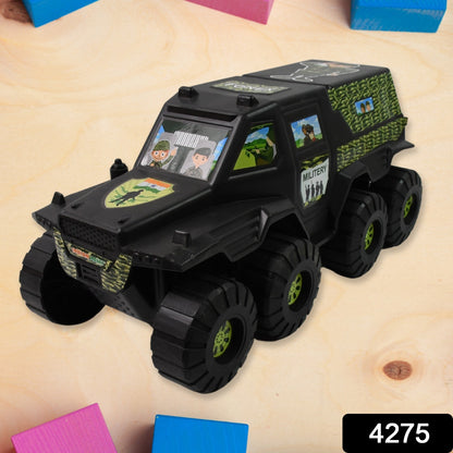 Wukusy big military 8-wheel plastic toy car with detailed military design, suitable for children's play and imaginative adventures.