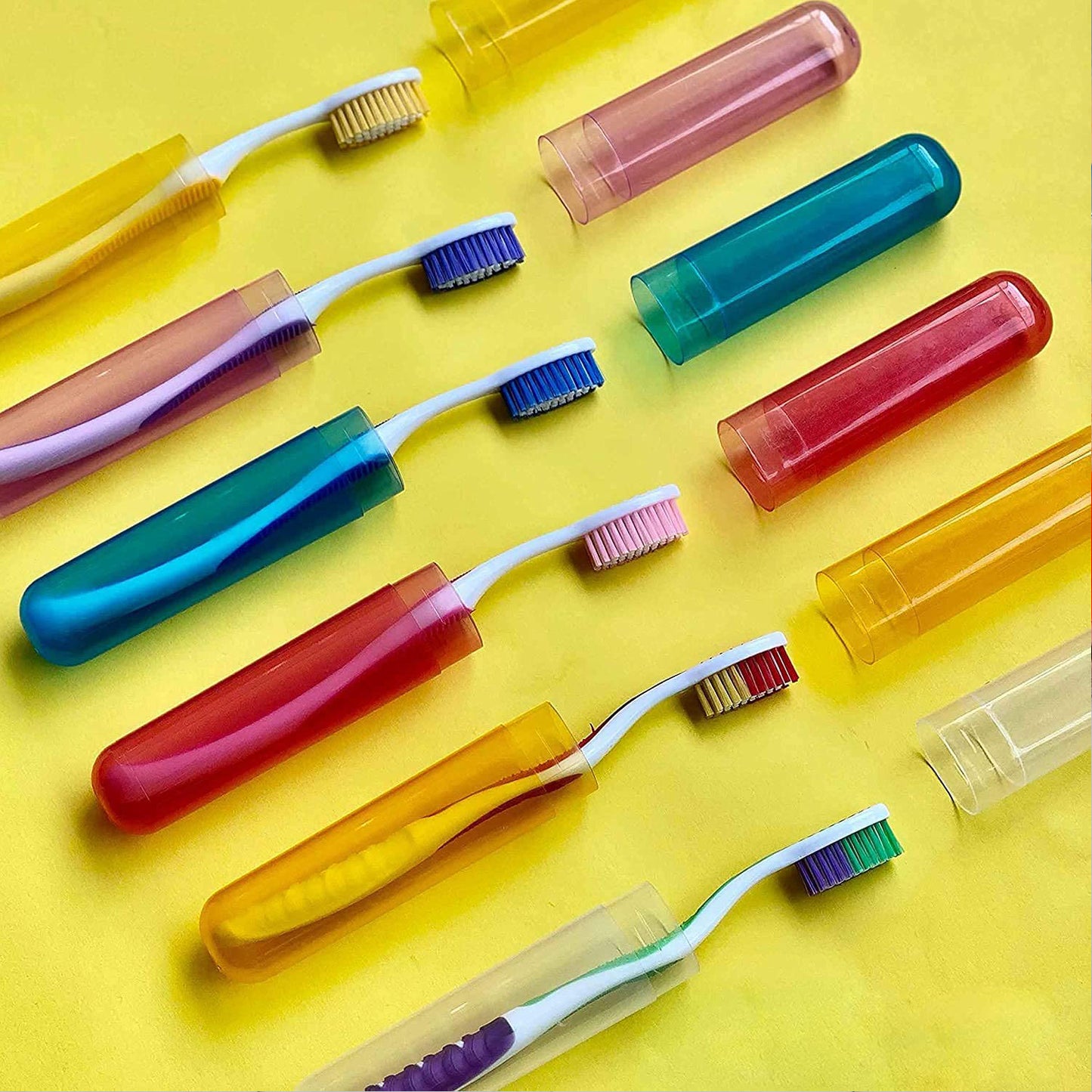 Wukusy 6-pack plastic toothbrush covers with antibacterial design, ideal for travel and storage of toothbrushes.