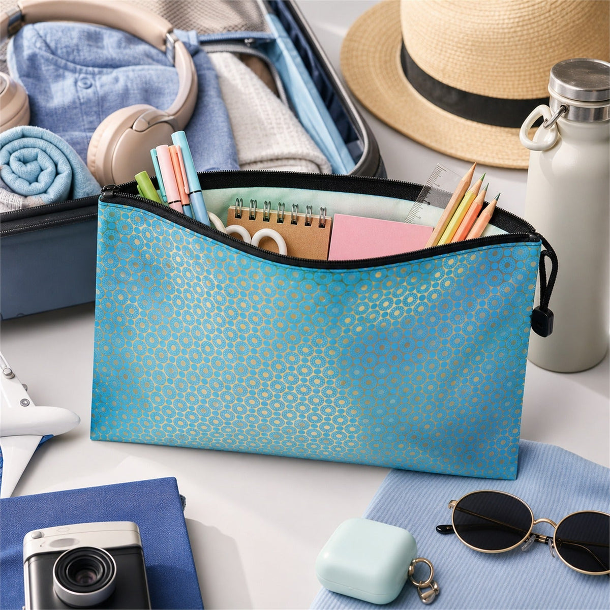 Pencil Zipper Pouch  Bright Spacious  Durable Stationery Bag