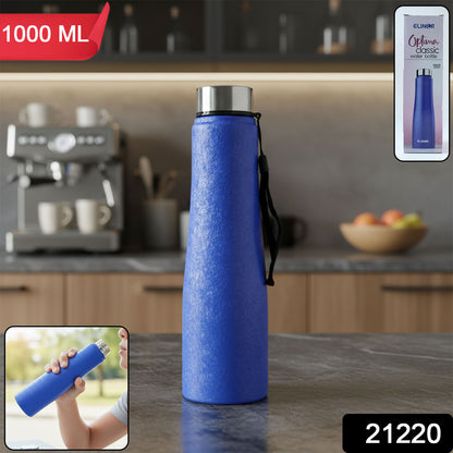 Blue Wukusy stainless steel water bottle, 1000ml capacity, durable design, with a sleek, modern look for everyday hydration.