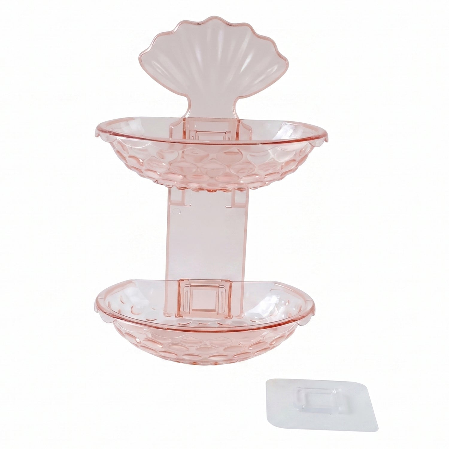Wall-mounted Wukusy 2-in-1 double layer plastic soap dish holder with self-adhesive, designed for bathroom or kitchen use.