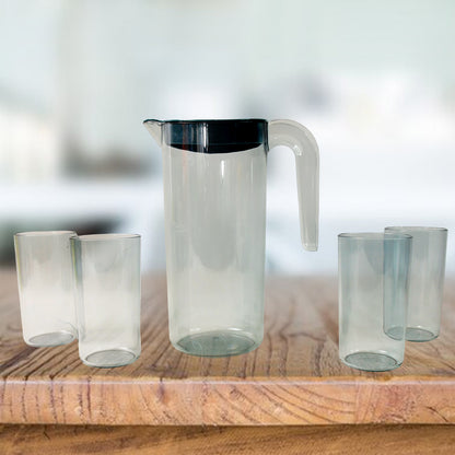 Set of four Wukusy Apex Crystal Premium glass jugs with lids, each approximately 1500 ml and 300 ml, showcasing clear, sturdy design.