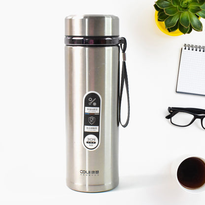 Wukusy stainless steel vacuum insulated water bottle with wide mouth, leak-proof lid, hanging strap, and colorful design for hot and cold drinks