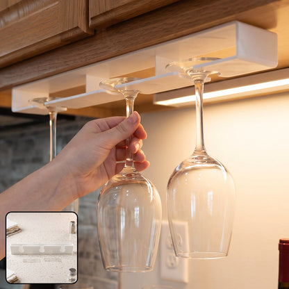 Under Shelf Wine Glass Hanger With 3 Slots For Kitchen Cabinet Storage (1 Piece)