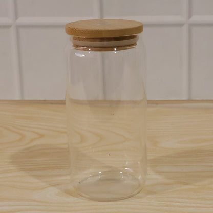 Wukusy airtight glass storage jar with bamboo wooden lid for kitchen canister, clear glass container for pantry storage