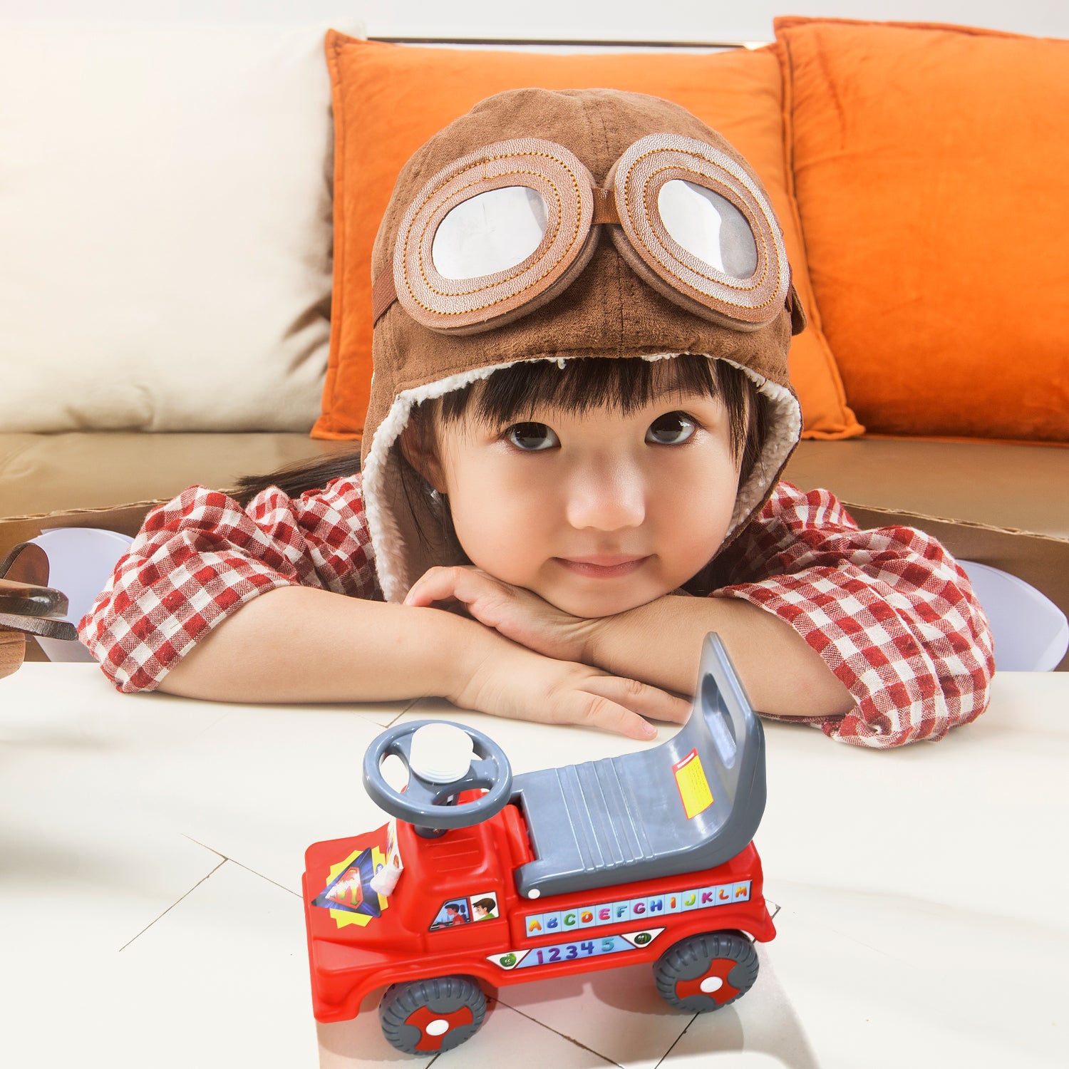 Wukusy Kids Baby City Ride-On Push Car with backrest, musical horn, suitable for boys and girls, toddler toy for outdoor play