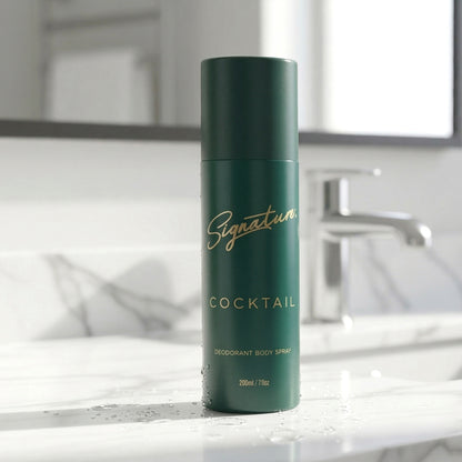 Wukusy Signature Cocktail deodorant body spray 200ml bottle with sleek design and spray nozzle, fresh and inviting scent.