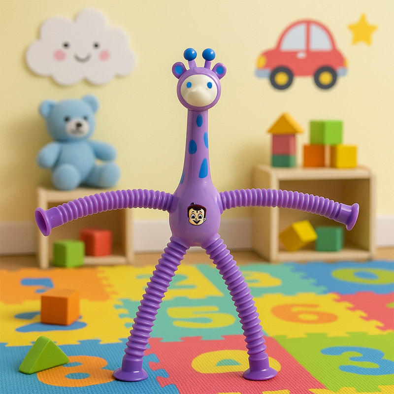 Flexible giraffe-shaped magic spring toy by Wukusy, showcasing its colorful, bendable spring design in a playful pose.