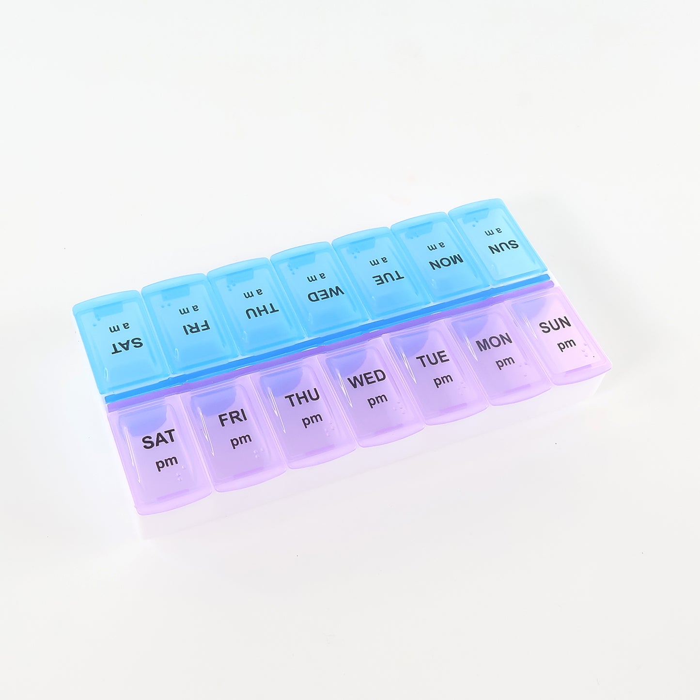 Wukusy weekly medicine pill organizer with seven compartments for daily medication management, compact and portable design.