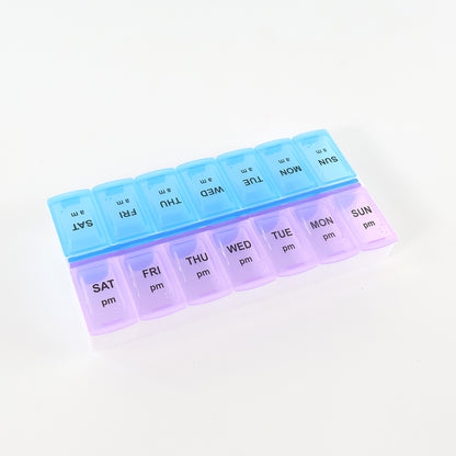 Wukusy weekly medicine pill organizer with seven compartments for daily medication management, compact and portable design.