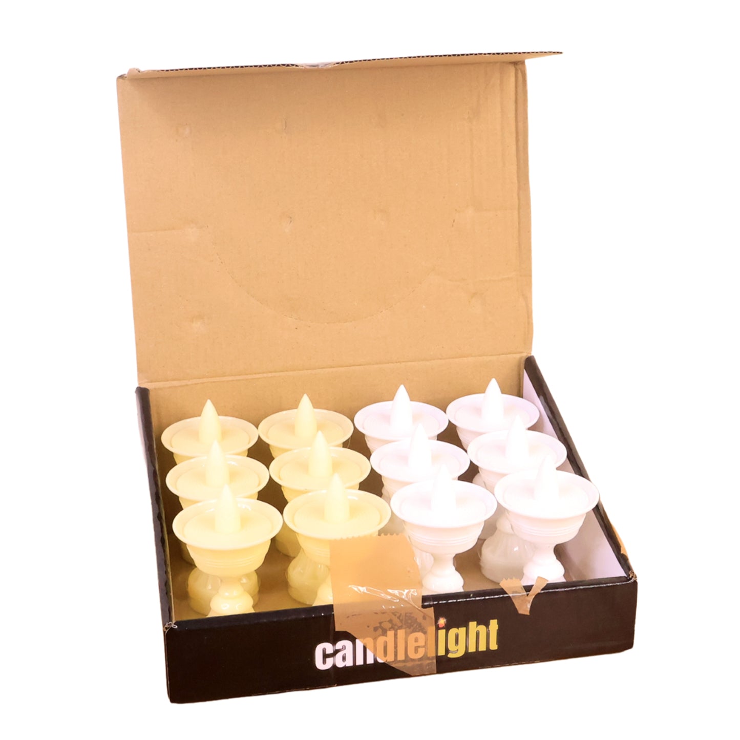 Set of 12 white water sensor LED diyas for home decor, featuring modern design and automatic lighting from Wukusy.