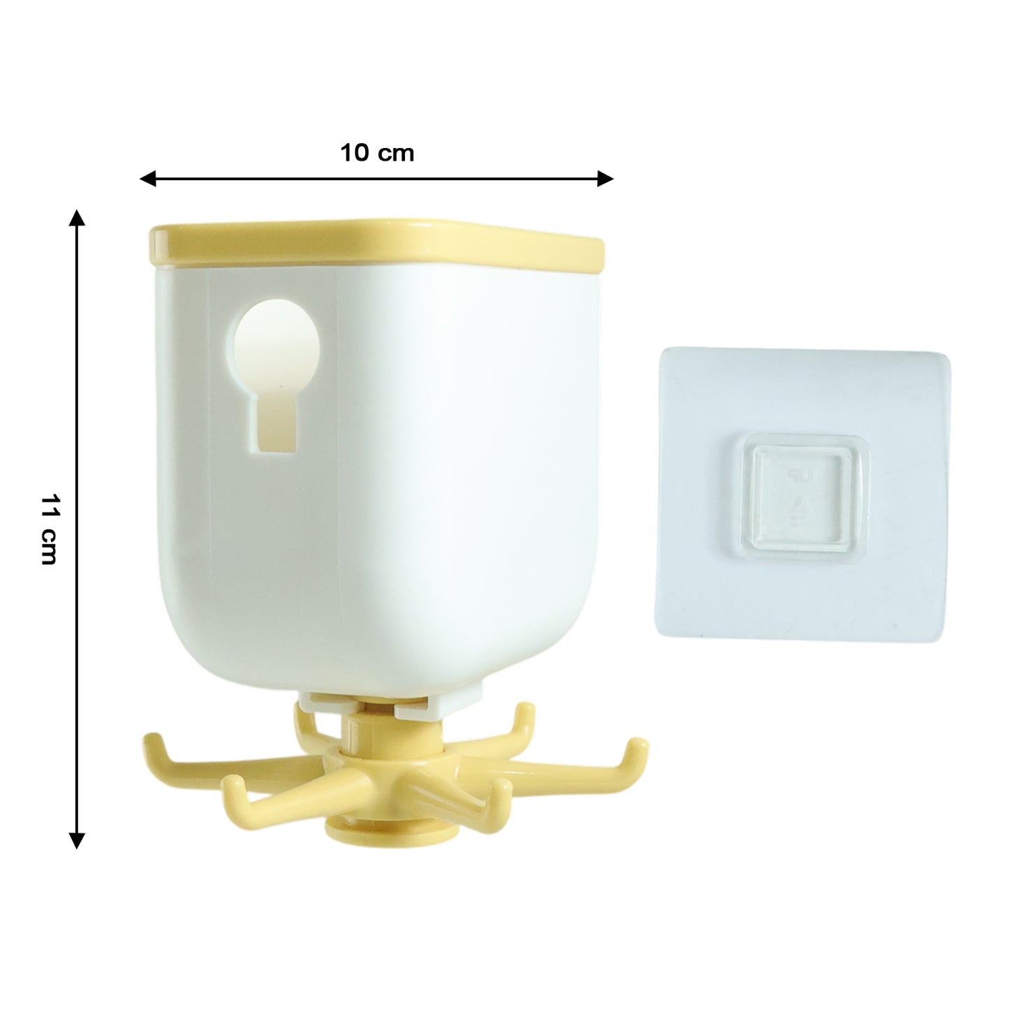 Wukusy 360 rotating heavy-duty sticky wall hook mounted on a wall for versatile storage solutions