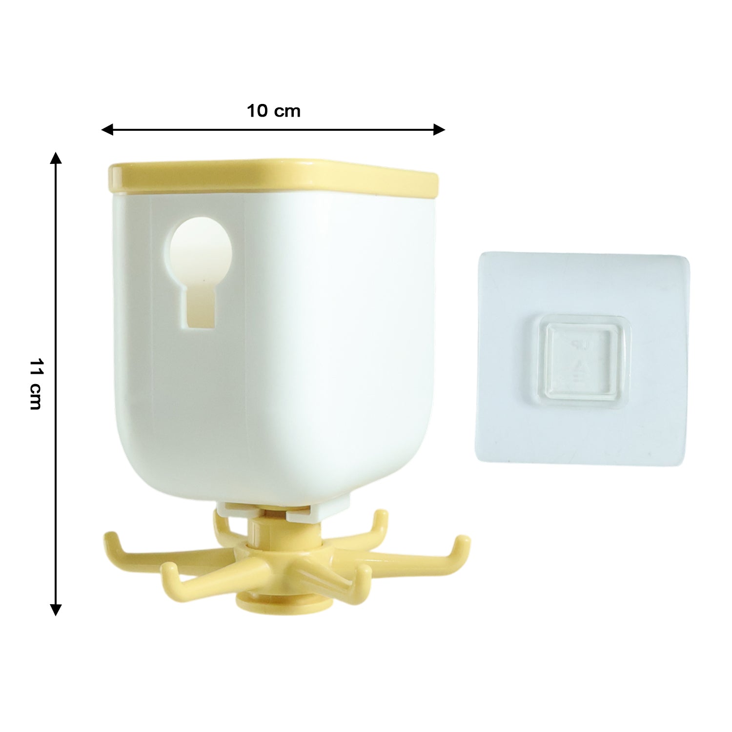 Wukusy 360 rotating heavy-duty sticky wall hook mounted on a wall for versatile storage solutions