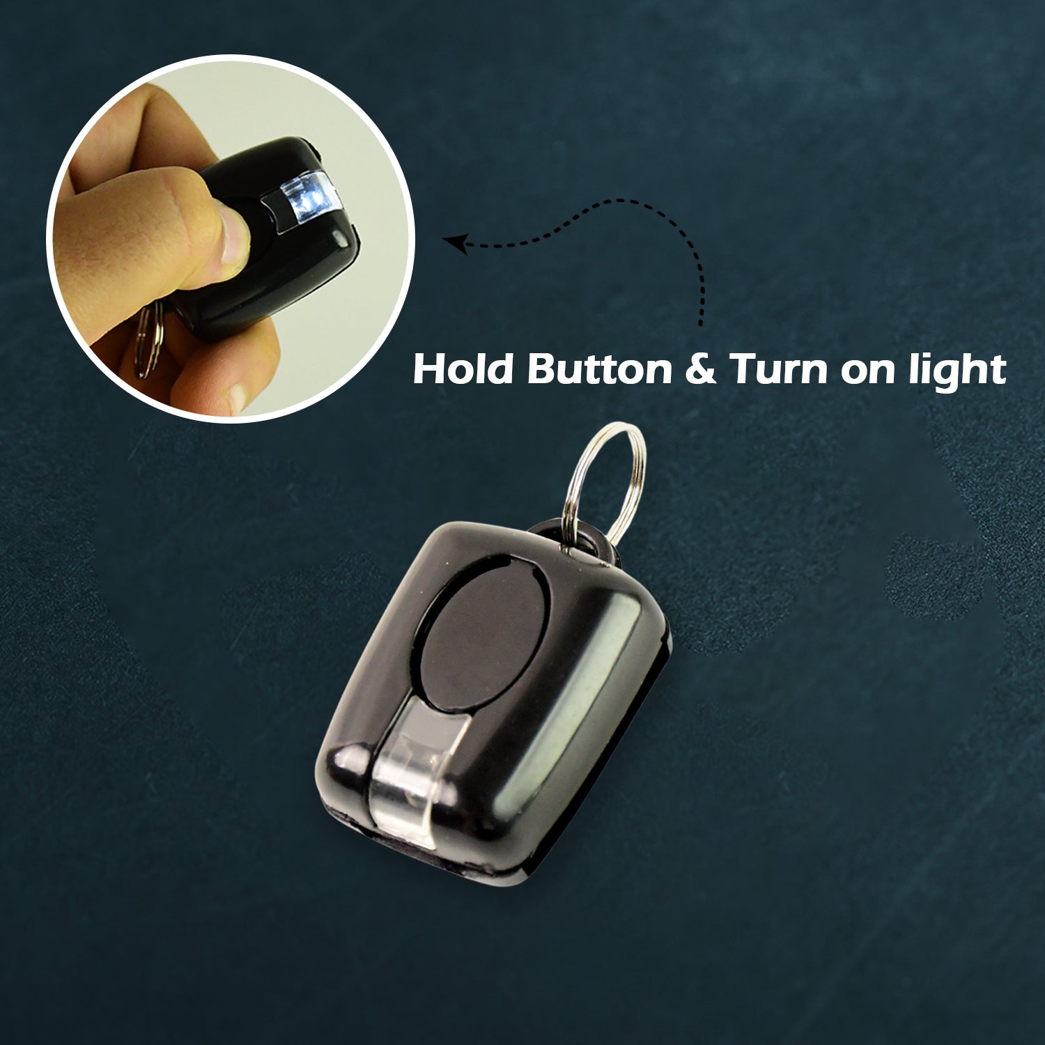 Wukusy mini LED torch keychain showing a compact black keychain with a small LED flashlight attached.