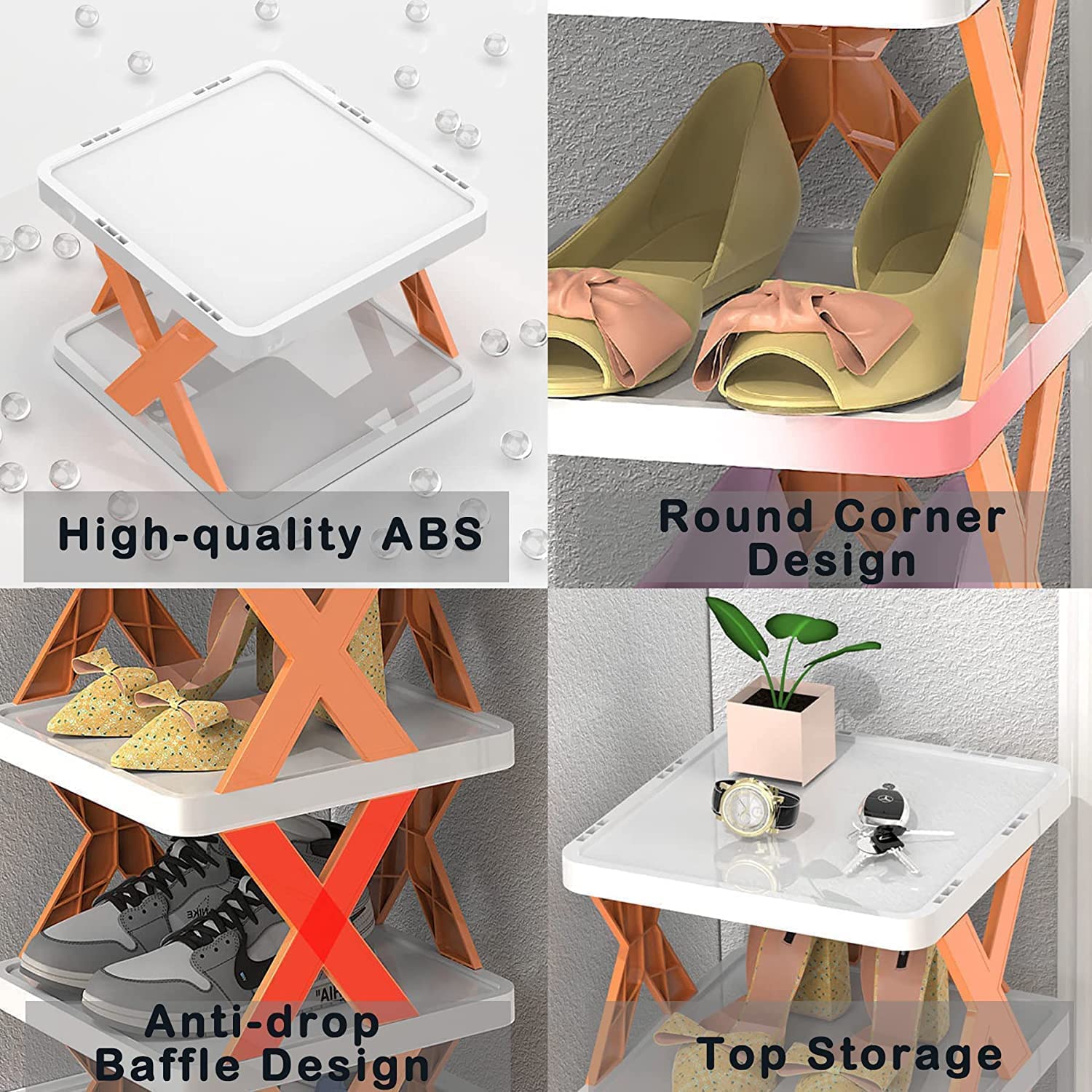 Wukusy 9065 five-tier shoe stand rack with stable structure, ideal for small spaces, closets, or entryways, easy to assemble.