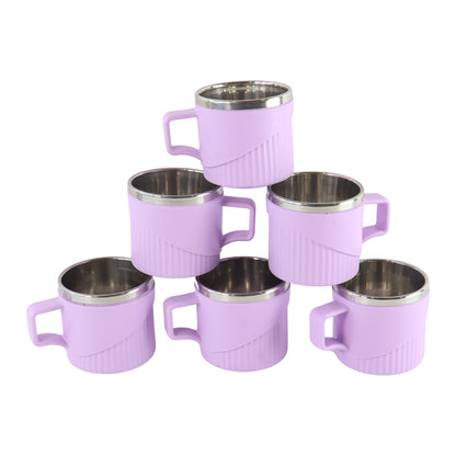 Set of six Wukusy Apex Sturdy Tea and Coffee Cups, white ceramic with smooth finish, perfect for hot beverages