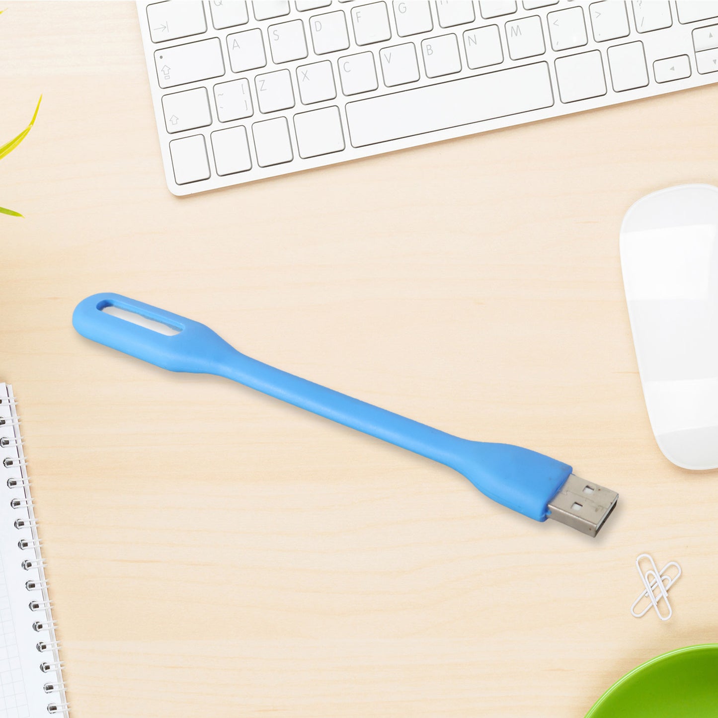 Wukusy USB LED flexible light mounted on a desk, providing adjustable illumination for home improvement tasks.