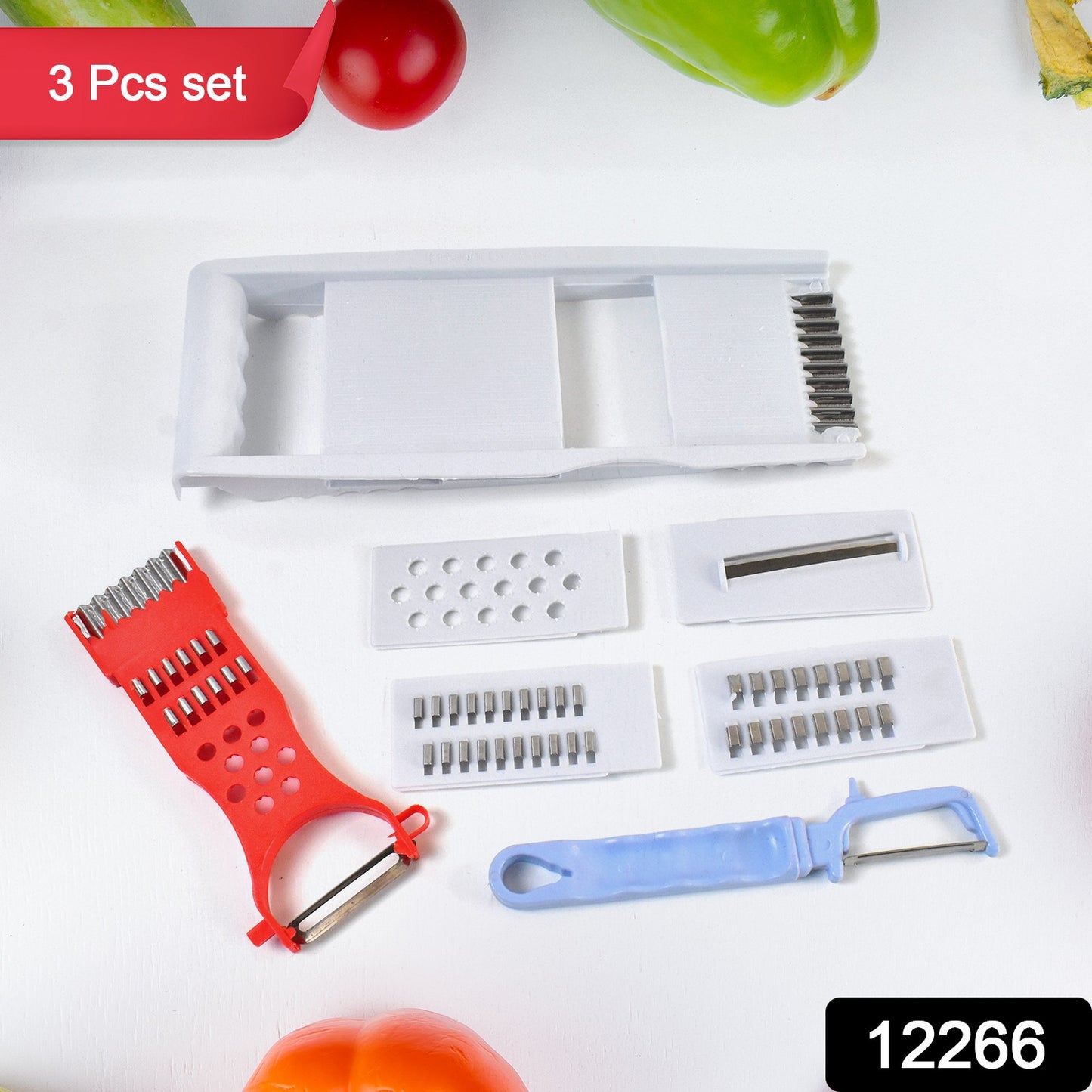 Wukusy 3-in-1 kitchen grater set with base, slicing attachment, and peeler for versatile food prep in home kitchen