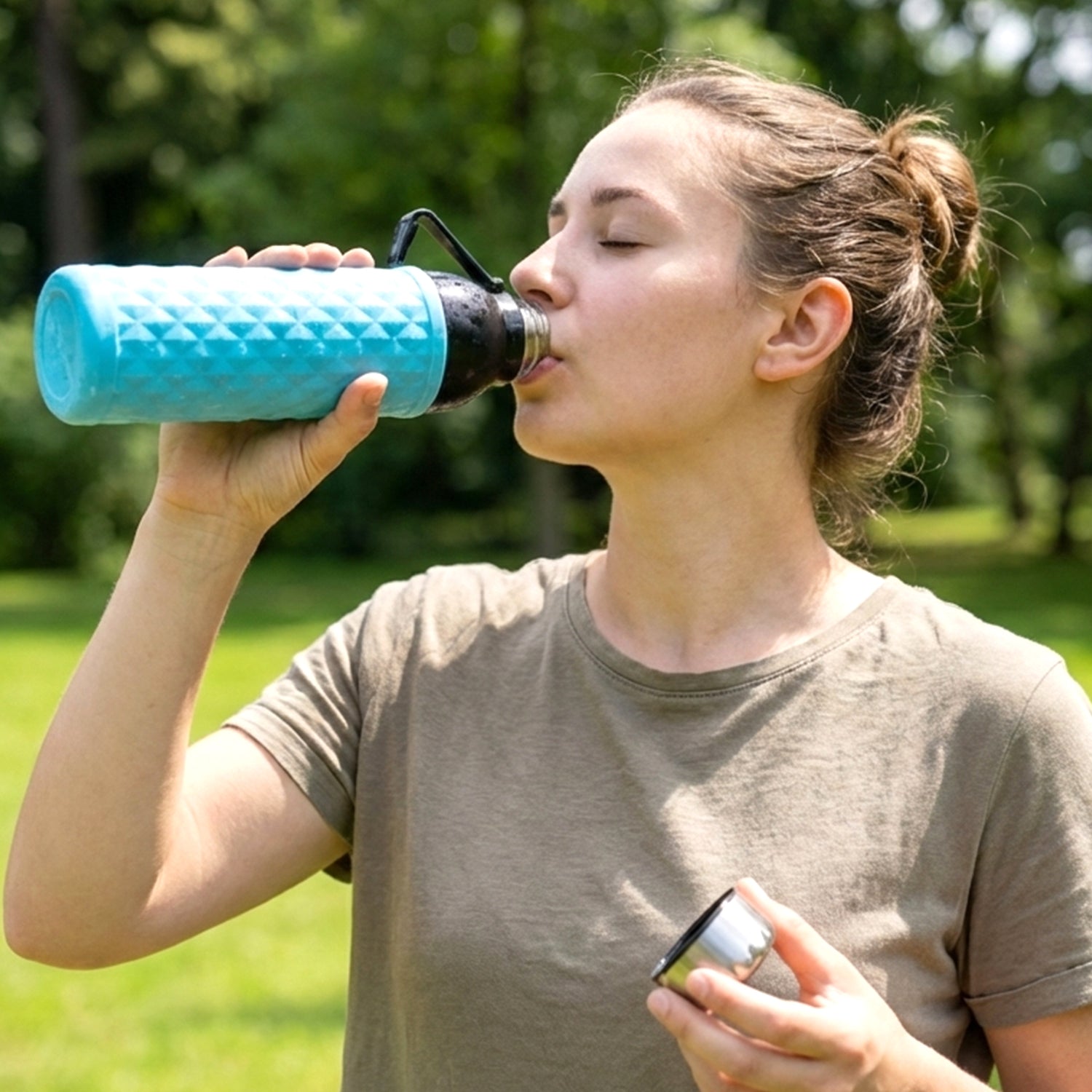 Wukusy plastic 1100ml diamond texture sports water bottle with flip lid, designed for hydration during workouts and outdoor activities.