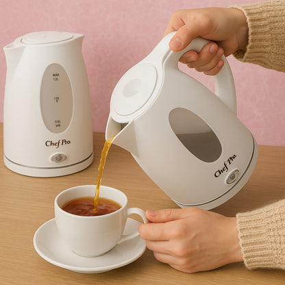 Wukusy Orbit electric kettle with 1.5-liter capacity, sleek design, and digital controls for home and kitchen use.