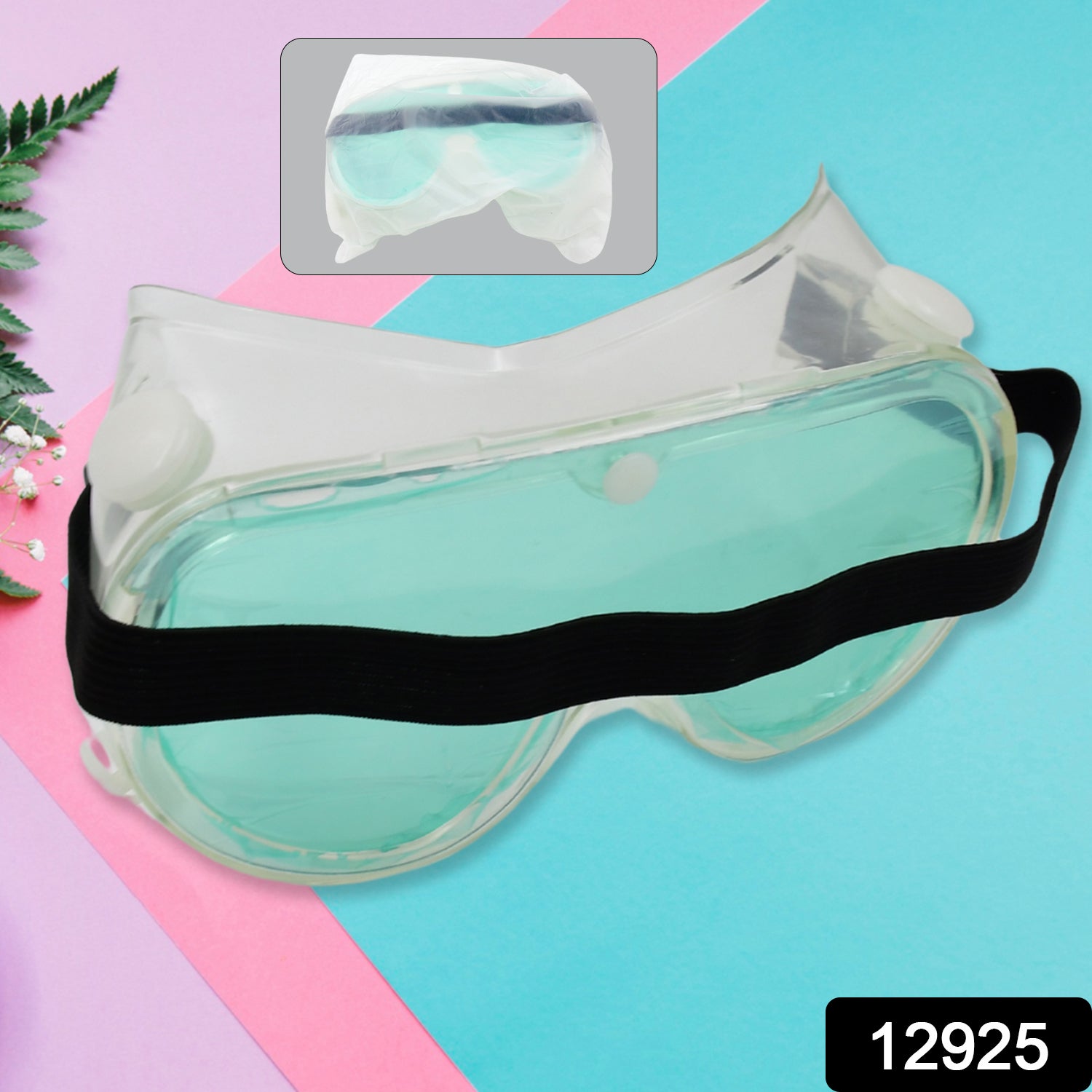 Wukusy Eye Safety Goggles for protective health care, clear lens with adjustable strap, designed to shield eyes during safety procedures.