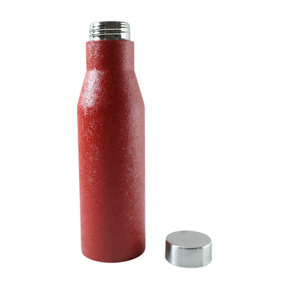 Red stainless steel water bottle by Wukusy, 1000 ml capacity, sleek design, with a secure lid for portable hydration.