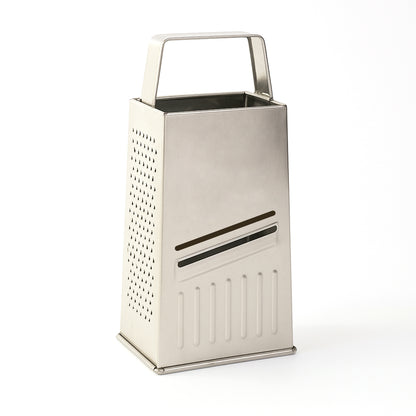 Wukusy Supermom Premium 5-in-1 stainless steel grater and slicer for versatile kitchen use, with multiple blades for grating and slicing tasks.