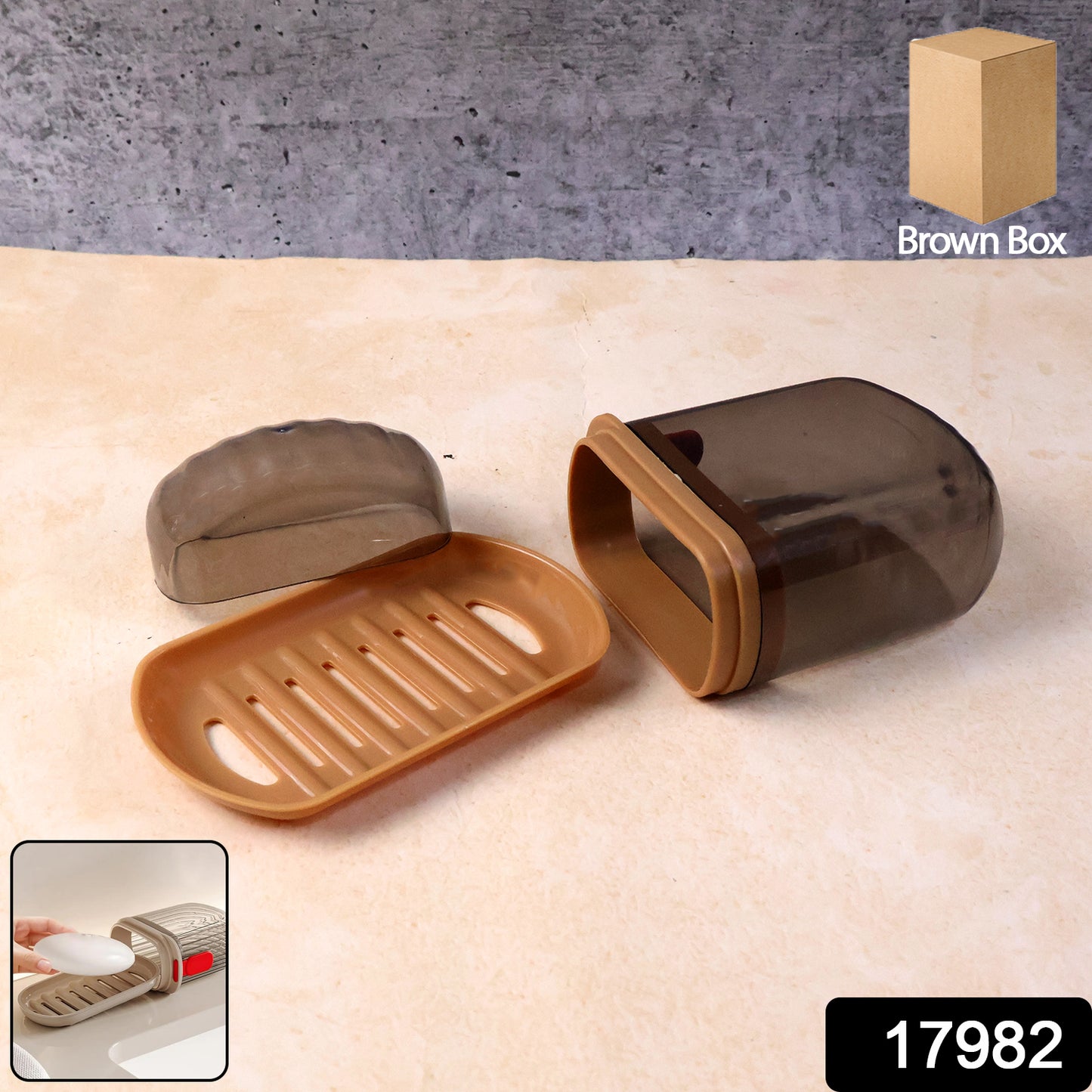 Wukusy premium plastic soap box with drain tray and protective cover for bathroom organization and soap storage.